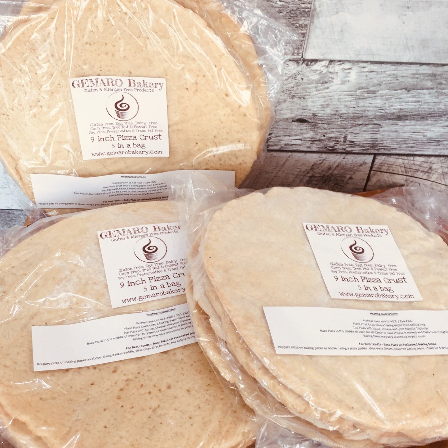 Pizza Crust 9 inch 2 per pack Frozen Gluten & Allergen Free