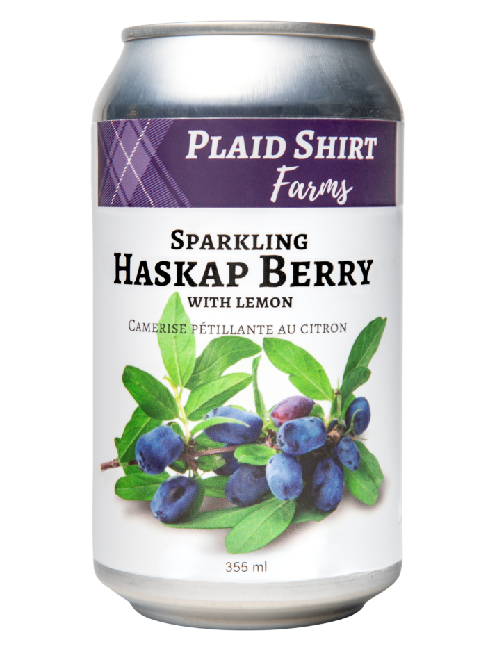 Plaid Shirt Farms Haskap Berry with Lemon – Sparkling Beverage – 4 x 355 ml