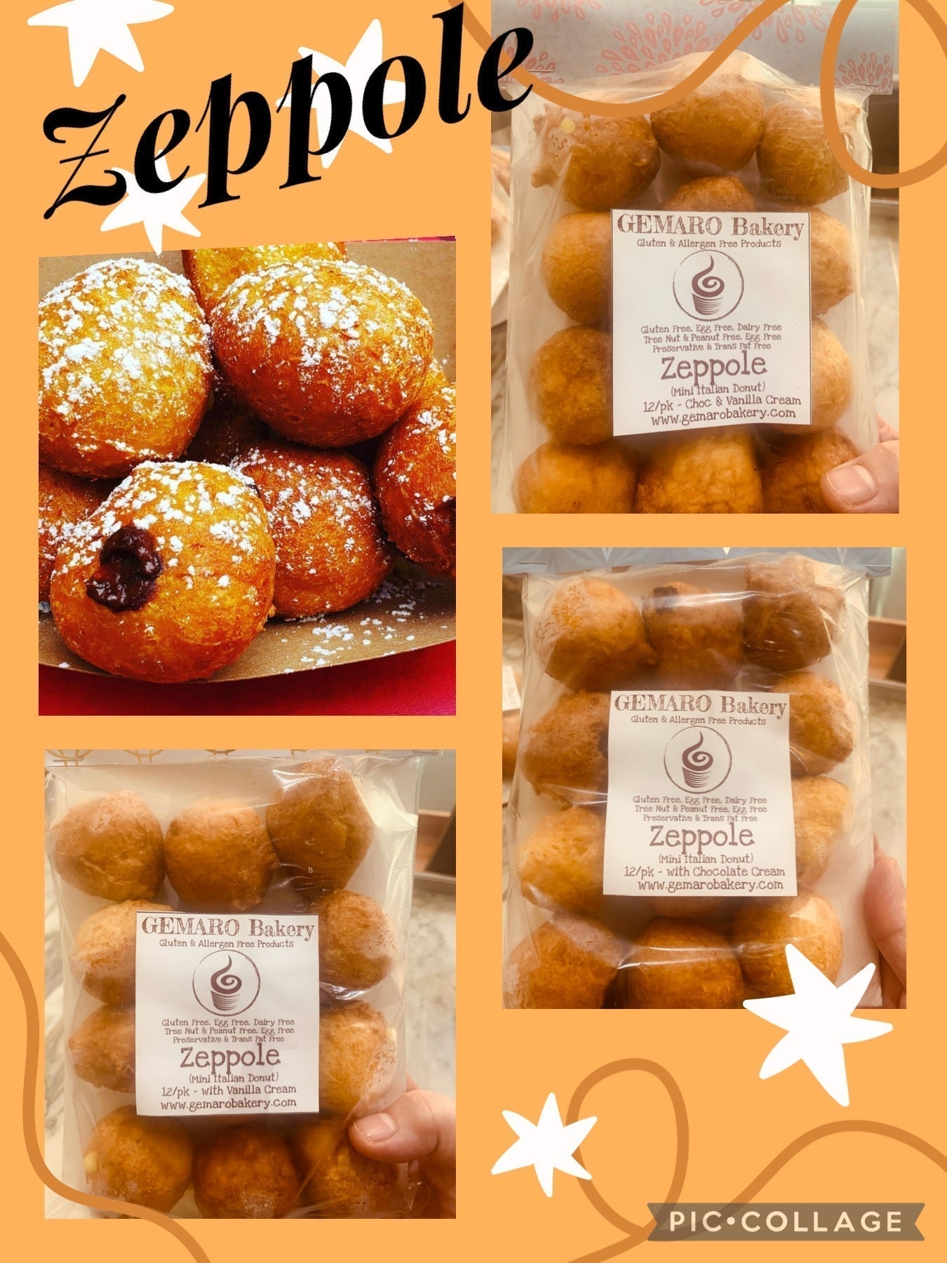 Gluten Free Zeppole 12 per pack Frozen (Mini Donuts)