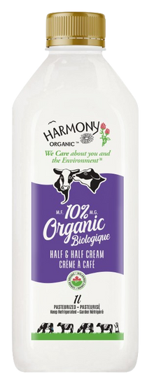 Organic 10% Half & Half Cream - 1L PET Bottles