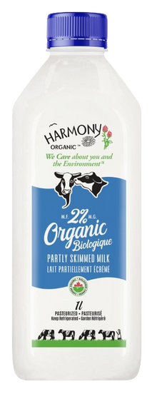 Organic 2% Partly Skimmed Milk - 1L PET Bottles