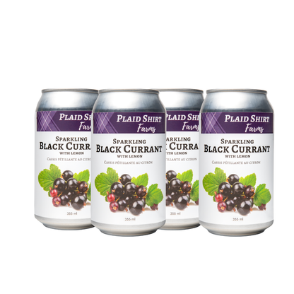 Plaid Shirt Farms Black Currant with Lemon – Sparkling Beverage –4 x 355 ml