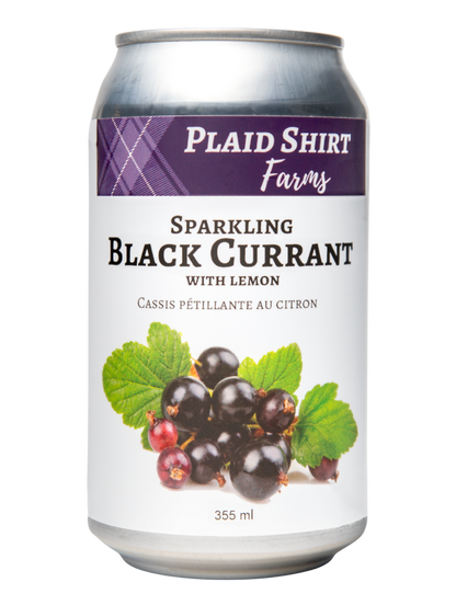 Plaid Shirt Farms Black Currant with Lemon – Sparkling Beverage –4 x 355 ml