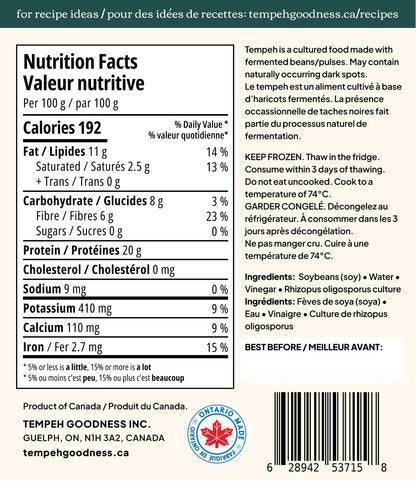 Organic Soy Tempeh (Indonesian style)