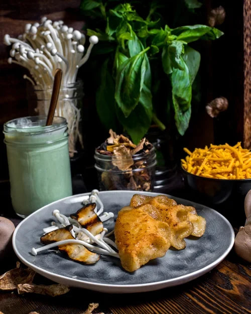 Portobello Mushroom, Goat Cheese and Potato Pierogies