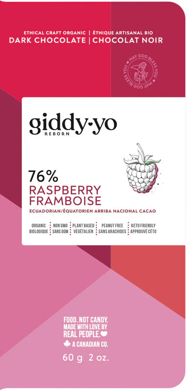 Raspberry 76% Dark Chocolate Bar