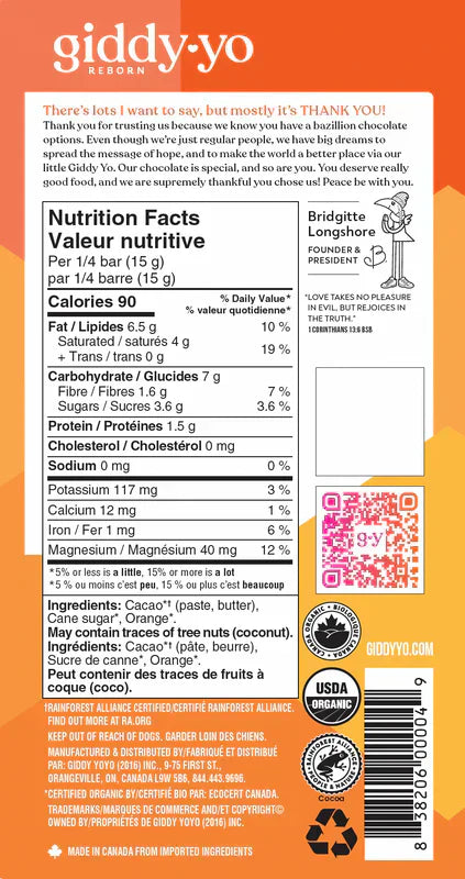 Orange 76% Dark Chocolate Bar